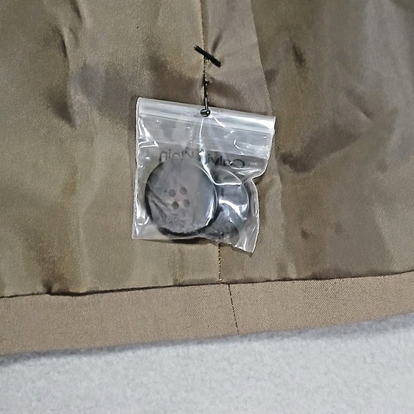 Calvin Klein Womens Lux Tie Waist Jacket Cargo Green Military Button Front 10 - Picture 11 of 12